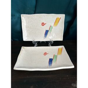 Set of 2 80’s Styling Ceramic Sushi Serving Platters